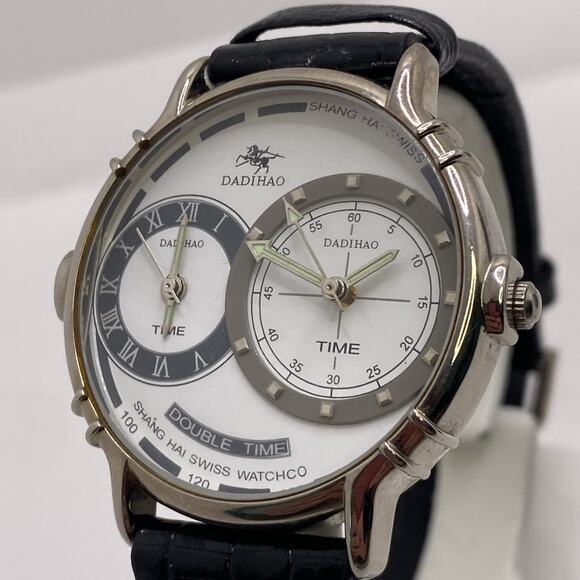 Mens Dual Time Vintage Watch Works New Battery main image 6